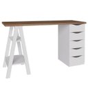 Ver imagem 1 de Mesa para Escritório Escrivaninha Home Office 5 Gavetas Spirit Nogal Branco - Lyam Decor