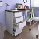 Ver imagem 3 de Mesa para Escritório Escrivaninha Home Office 5 Gavetas Spirit Nogal Branco - Lyam Decor