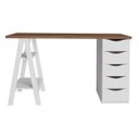 Ver imagem 4 de Mesa para Escritório Escrivaninha Home Office 5 Gavetas Spirit Nogal Branco - Lyam Decor