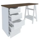 Ver imagem 6 de Mesa para Escritório Escrivaninha Home Office 5 Gavetas Spirit Nogal Branco - Lyam Decor
