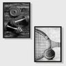 Kit 2 Quadros Esportes Diversos Preto e Branco 33x24cm:moldura Branca - 1