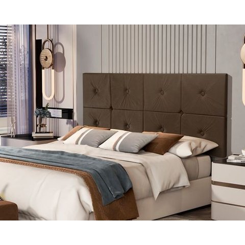 Painel de Cama Box Botão Casal 1,40 Elegance Cor Marrom - Comprar Moveis em Casa