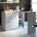 Ver imagem 2 de Mesa para Escritório Extensível Escrivaninha Home Office Logan Branco - Lyam Decor
