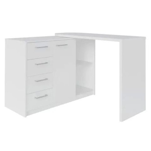 Mesa para Escritório Extensível Escrivaninha Home Office Logan Branco - Lyam Decor