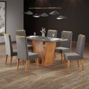 Ver imagem 1 de Mesa de Jantar 6 Lugares Califórnia com Vidro Mel/grafite/veludo Grafite - Panorama Móveis