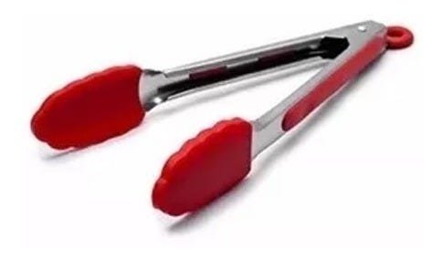 Kit 10 Colheres De Silicone Cabo Inox Utensílios Vermelho - 2