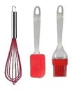 Ver imagem 3 de Kit 10 Colheres de Silicone Cabo Inox Utensílios Vermelho