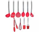 Ver imagem 1 de Kit 10 Colheres de Silicone Cabo Inox Utensílios Vermelho