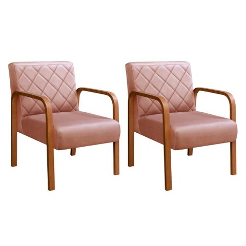 Kit 2 Poltronas Lara Cor:Veludo Rosê 390