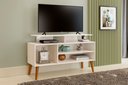 Ver imagem 5 de Rack Lion Sala Estar Tv Estante com Nichos e Prateleiras:off/canela