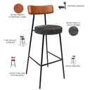 Ver imagem 4 de Kit 06 Banquetas Alta Cozinha Sala Jantar Aço Milão L02 Couríssimo Camel Linho Chumbo - Lyam Decor