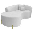 Ver imagem 2 de Divã Recamier Curvo Sala de Estar Recepção Inglaterra 200cm Pés Metal Dourado Lado Esquerdo