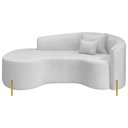 Ver imagem 1 de Divã Recamier Curvo Sala de Estar Recepção Inglaterra 200cm Pés Metal Dourado Lado Esquerdo