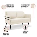 Ver imagem 5 de Kit 01 Namoradeira 02 Lugares e 02 Poltronas Mari Veludo Pés Palito de Ferro - D’Rossi Bege