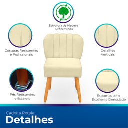 Cadeira Pétala para Sala de Jantar Confortável e Reforçada Suede - 3