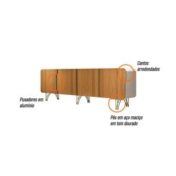 Balcão Buffet Saluti 4 Portas Off White/cinamomo - Hb Móveis - 5
