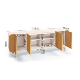 Balcão Buffet Saluti 4 Portas Off White/cinamomo - Hb Móveis - 8