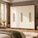 Ver imagem 1 de Guarda Roupa Casal Roupeiro 6 Portas 2 Gav Quarto Nature Champanhe