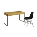 Ver imagem 2 de Escrivaninha Industrial Escritório Malta Canela 137x53cm com 1 Cadeira Eames Eiffel Preta Base Ferro