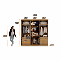 Guarda Roupa Casal 6 Portas 8 Gavetas - New Vértice-cumaru/fendi - Móveis Novo Horizonte - 4 Guarda Roupa Casal 6 Portas 8 Gavetas - New Vértice-cumaru/fendi - Móveis Novo Horizonte - 4