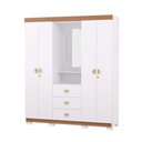 Ver imagem 3 de Guarda Roupa Casal Capelinha Aurora 4 Portas de Bater 3 Gavetas MDP com Espelho Branco-Camarim Flex