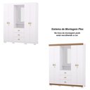 Ver imagem 4 de Guarda Roupa Casal Capelinha Aurora 4 Portas de Bater 3 Gavetas MDP com Espelho Branco-Camarim Flex