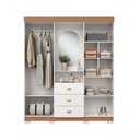 Ver imagem 7 de Guarda Roupa Casal Capelinha Aurora 4 Portas de Bater 3 Gavetas MDP com Espelho Branco-Camarim Flex