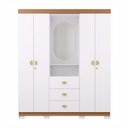 Ver imagem 2 de Guarda Roupa Casal Capelinha Aurora 4 Portas de Bater 3 Gavetas MDP com Espelho Branco-Camarim Flex