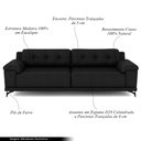 Ver imagem 3 de Sofá Living 4 lugares 272cm Agostino Pés Design em Ferro Couro Preto G52 - Gran Belo