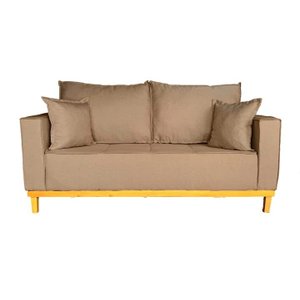 Sofá 2 Lugares 1.40 Beny Base De Madeira Linho:Bege
