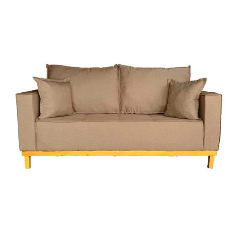 Sofá 2 Lugares 1.40 Beny Base De Madeira Linho:Bege