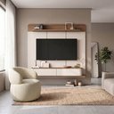 Ver imagem 1 de Conjunto Home Concept Tv 70" + Poltrona Orgânica Eloah Giratória Bouclé Italiano Bege