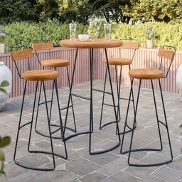 Kit Mesa Bistrô Ivy com 04 Banquetas Madeira Maciça Lia D01 Peroba Rosa - Inoviza - 2