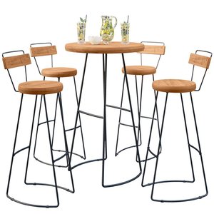 Kit Mesa Bistrô Ivy com 04 Banquetas Madeira Maciça Lia D01 Peroba Rosa - Inoviza