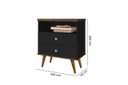 Ver imagem 3 de Mesa de Cabeceira Sta Estilo Retrô com Pés Palito 2 Gavetas com Puxadores Cromados e Nicho Cor Preto