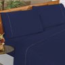 Jogo de Cama Lençol Casal 4 Peças para cama Queen em Microfibra - Azul escuro - 7