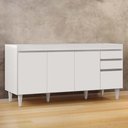 Ver imagem 1 de Balcão Gabinete 160cm sem Tampo 4 Portas 2 Gavetas Arkansas Branco - Lumil Móveis