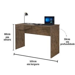 Escrivaninha Home Office Jaspe Cor:canela Mesa de Estudo ou Trabalho Mizza Decor - 3