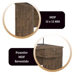 Escrivaninha Home Office Jaspe Cor:canela Mesa de Estudo ou Trabalho Mizza Decor - 4