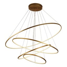 Lustre Pendente Moderno Anéis Led 4 Arcos 80cm Pe Direito Duplo Equipe Led - 5