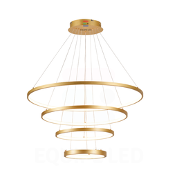 Lustre Pendente Moderno Anéis Led 4 Arcos 80cm Pe Direito Duplo Equipe Led - 4