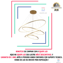 Ver imagem 3 de Lustre Pendente Moderno Anéis Led 4 Arcos 80cm Pe Direito Duplo Equipe Led