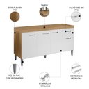 Ver imagem 3 de Balcão de Cozinha com Tampo 150cm Gabriela Amêndoa/branco - Ajl Móveis