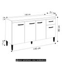 Ver imagem 4 de Balcão de Cozinha com Tampo 150cm Gabriela Amêndoa/branco - Ajl Móveis