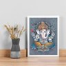 Quadro Decorativo Ganesha Fundo cinza 33x24cm:madeira Preta - 2