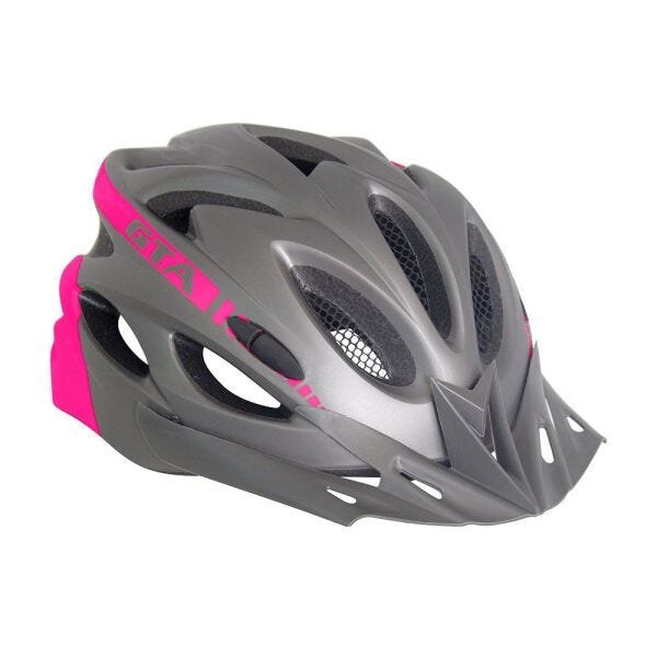 Capacete Bike MTB Com Led e Regulagem NX GTA Cinza Rosa - M