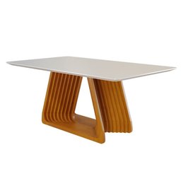 Mesa de Jantar Moderna Madeira Maciça com Vidro 1,80x0,90m - Obsidiana - Harmonia Salas - 1