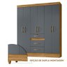 Guarda Roupa 165 Cm 6 Portas 3 Gavetas Casal Freijó Cinza Ivo Shop Jm - 4