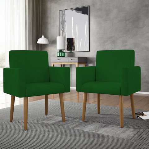 Kit 2 Poltronas Decorativa Sala Oferta Escritório Verde Cor:verde