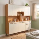 Ver imagem 1 de Armário de Cozinha 12 Portas 1 Gaveta com Nicho para Eletrodomésticos 180x175cm Freijó/Off White